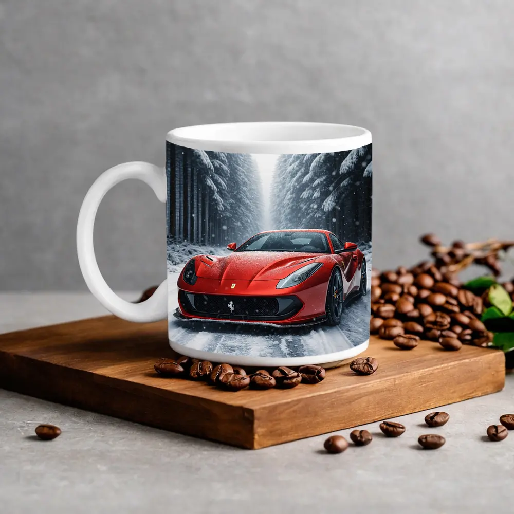 Ferrari 812 Superfast Red Snowy Forest – Mugs
