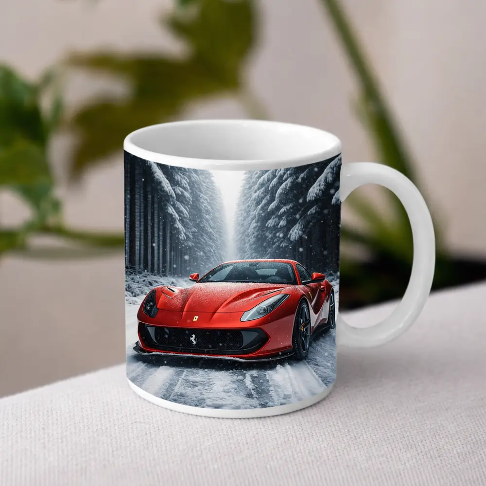 Ferrari 812 Superfast Red Snowy Forest – Mugs
