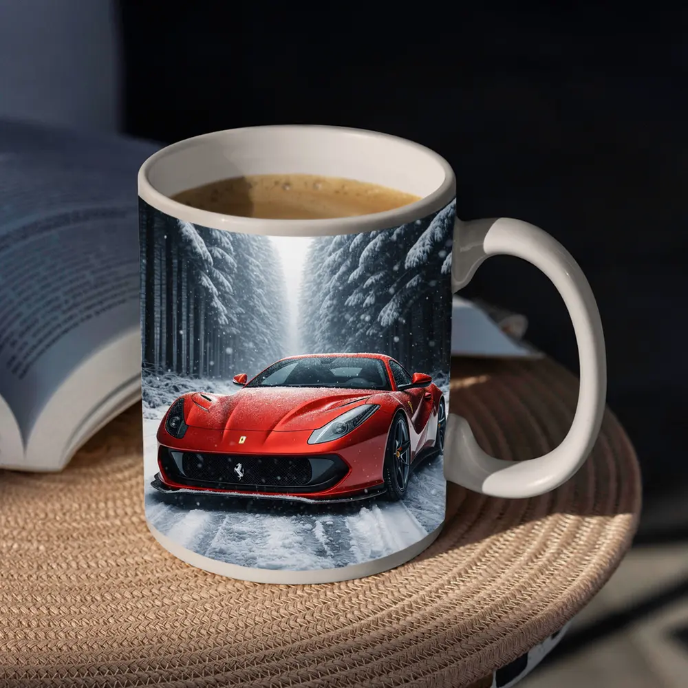 Ferrari 812 Superfast Red Snowy Forest – Mugs