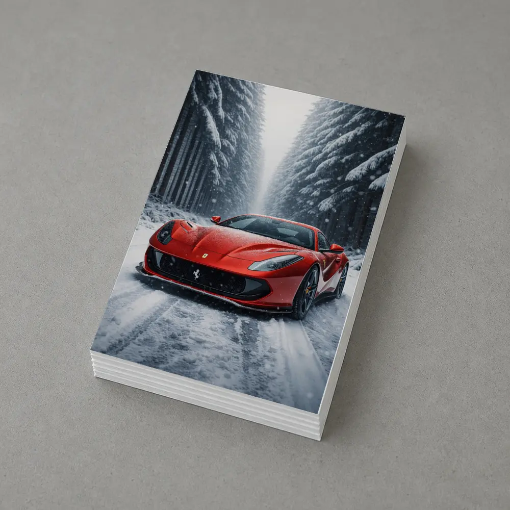 Ferrari 812 Superfast Red Snowy Forest – Postcards
