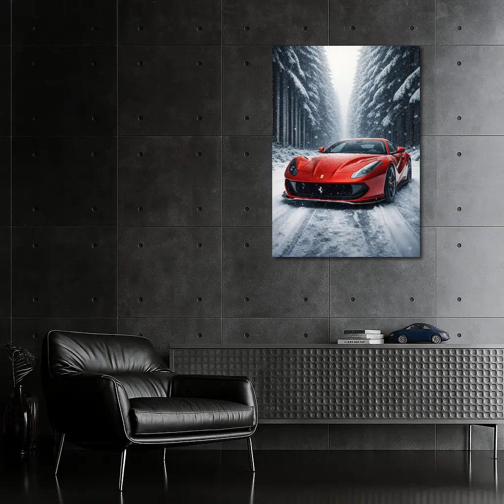 Ferrari 812 Superfast Red Snowy Forest – Wall Art