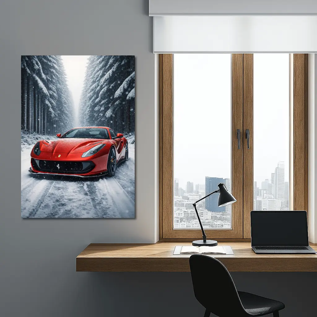 Ferrari 812 Superfast Red Snowy Forest – Wall Art