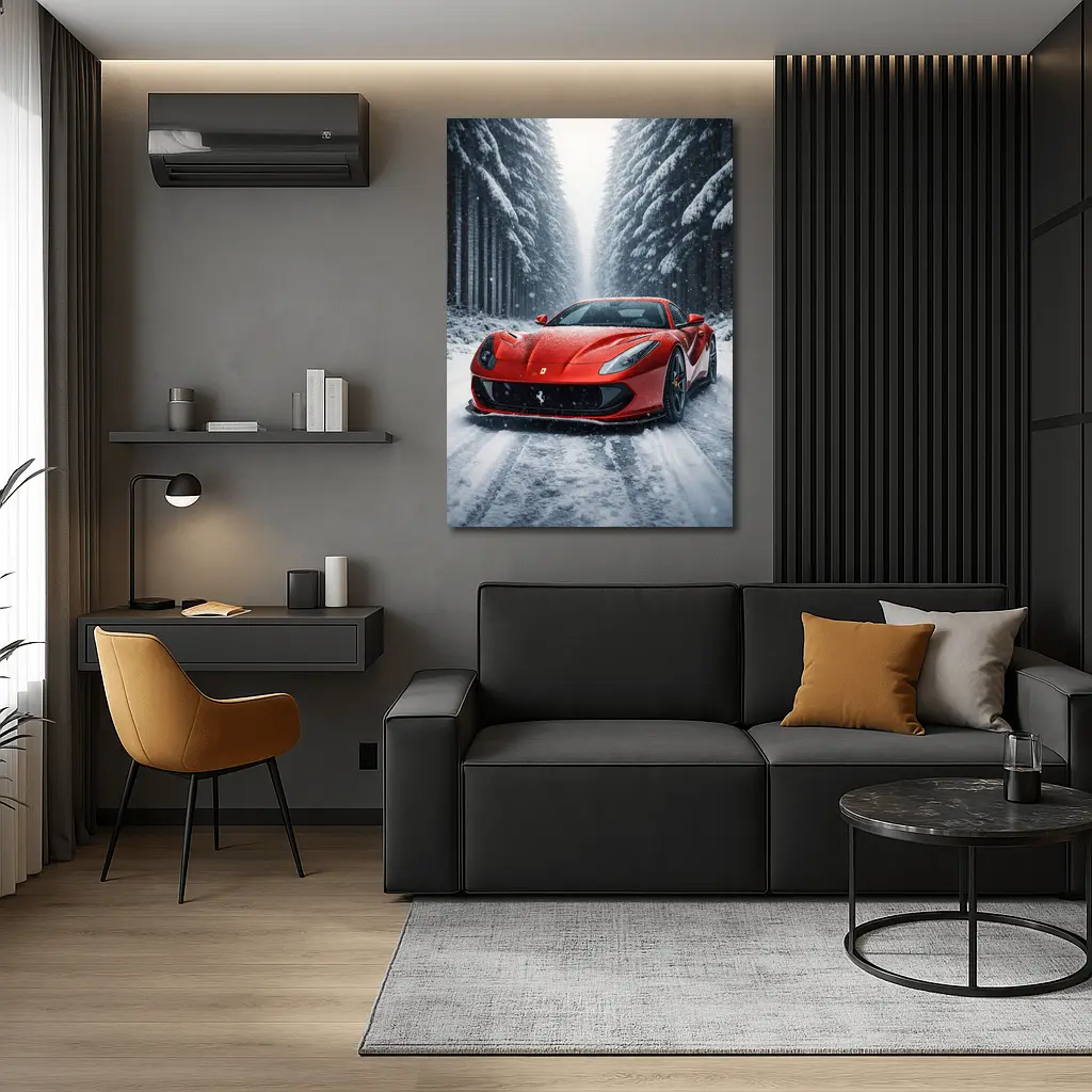 Ferrari 812 Superfast Red Snowy Forest – Wall Art