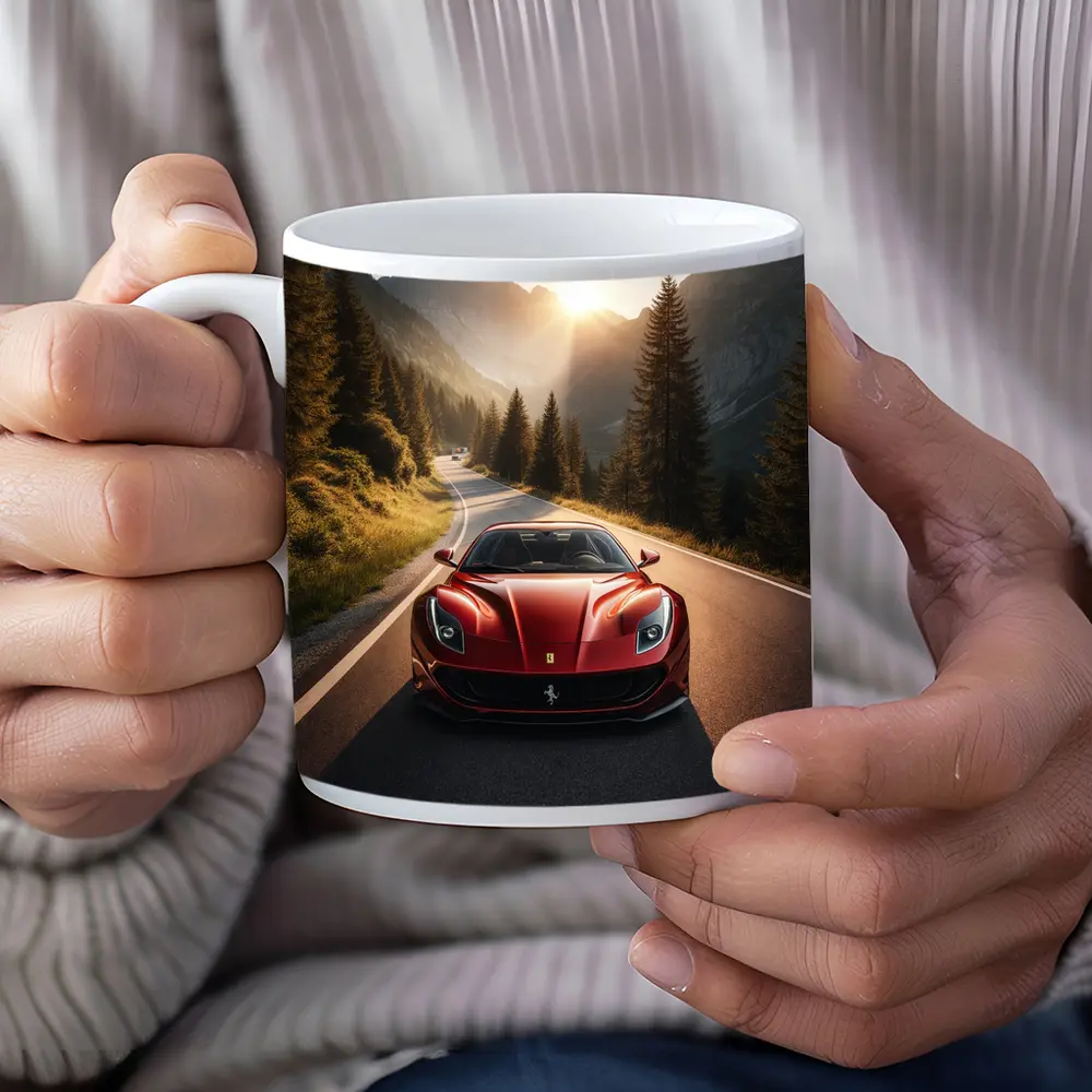 Ferrari 812 Superfast Mountain Road Sunset – Mugs