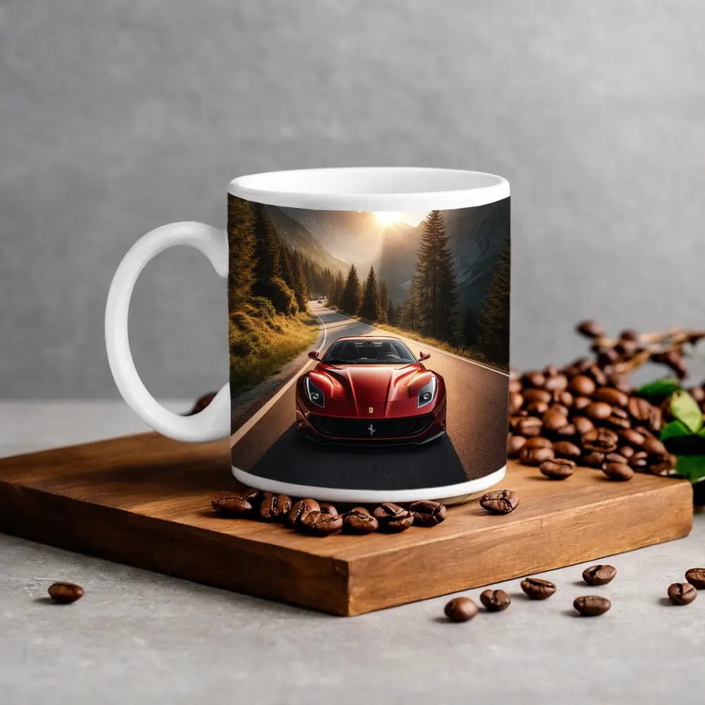 Ferrari 812 Superfast Mountain Road Sunset – Mugs