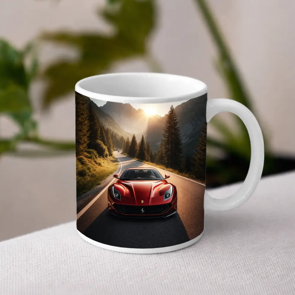 Ferrari 812 Superfast Mountain Road Sunset – Mugs