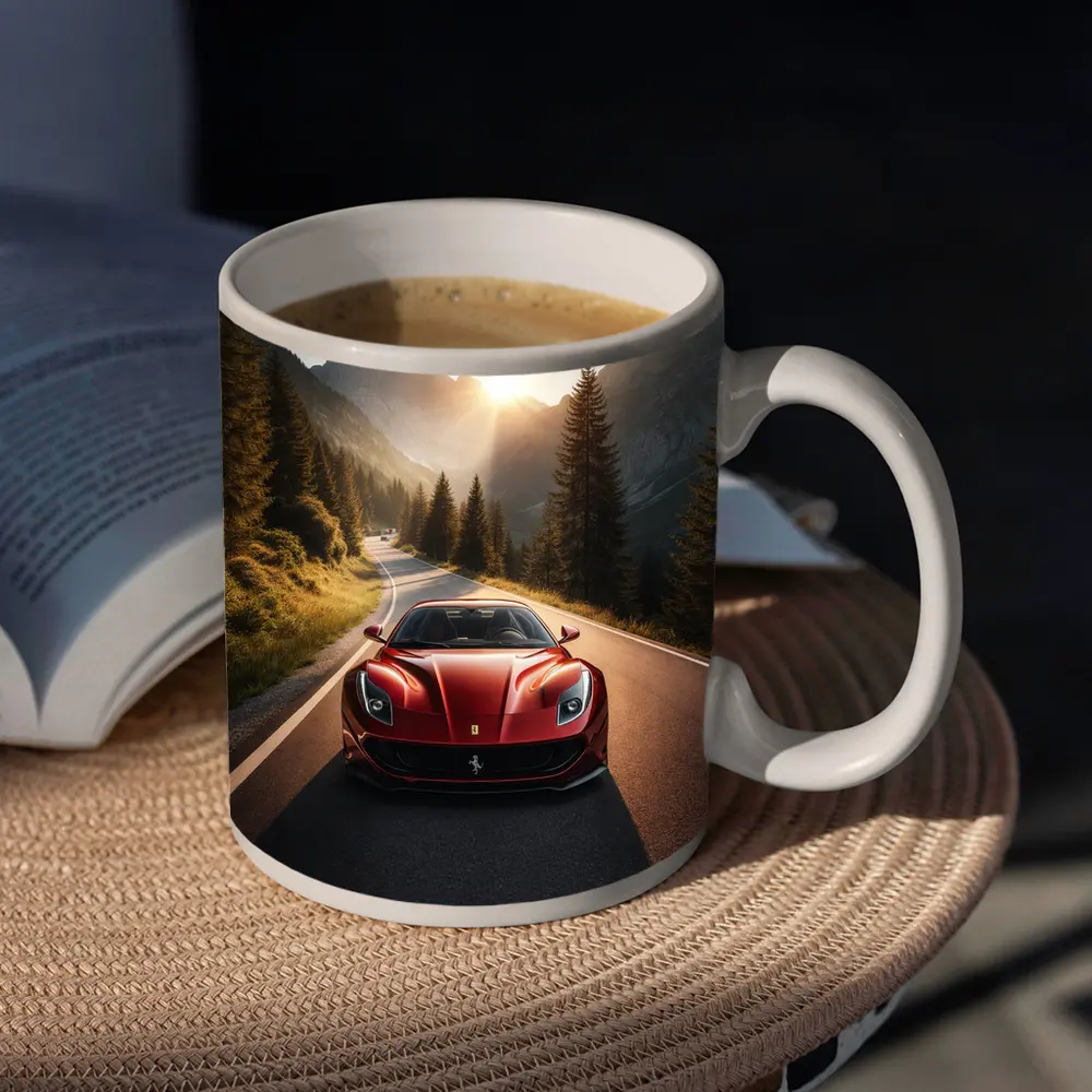 Ferrari 812 Superfast Mountain Road Sunset – Mugs
