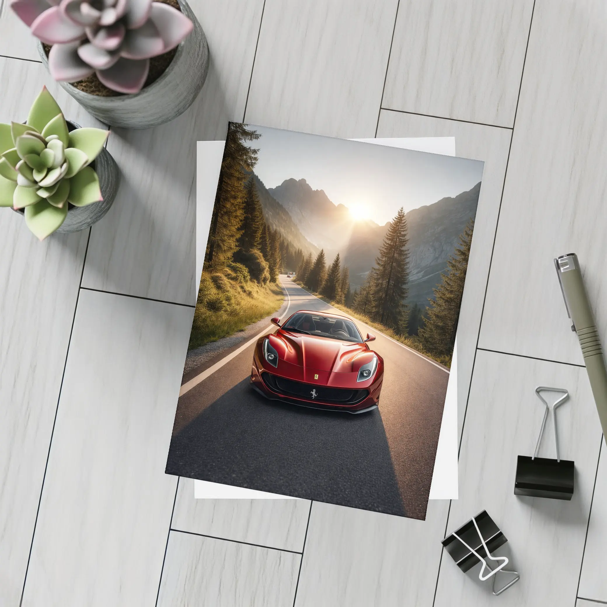 Ferrari 812 Superfast Mountain Road Sunset – Postcards