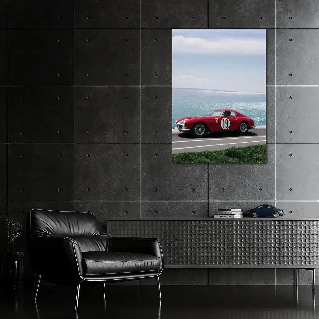 Ferrari Classic Race Car Coastal Road Drive – Wall Art