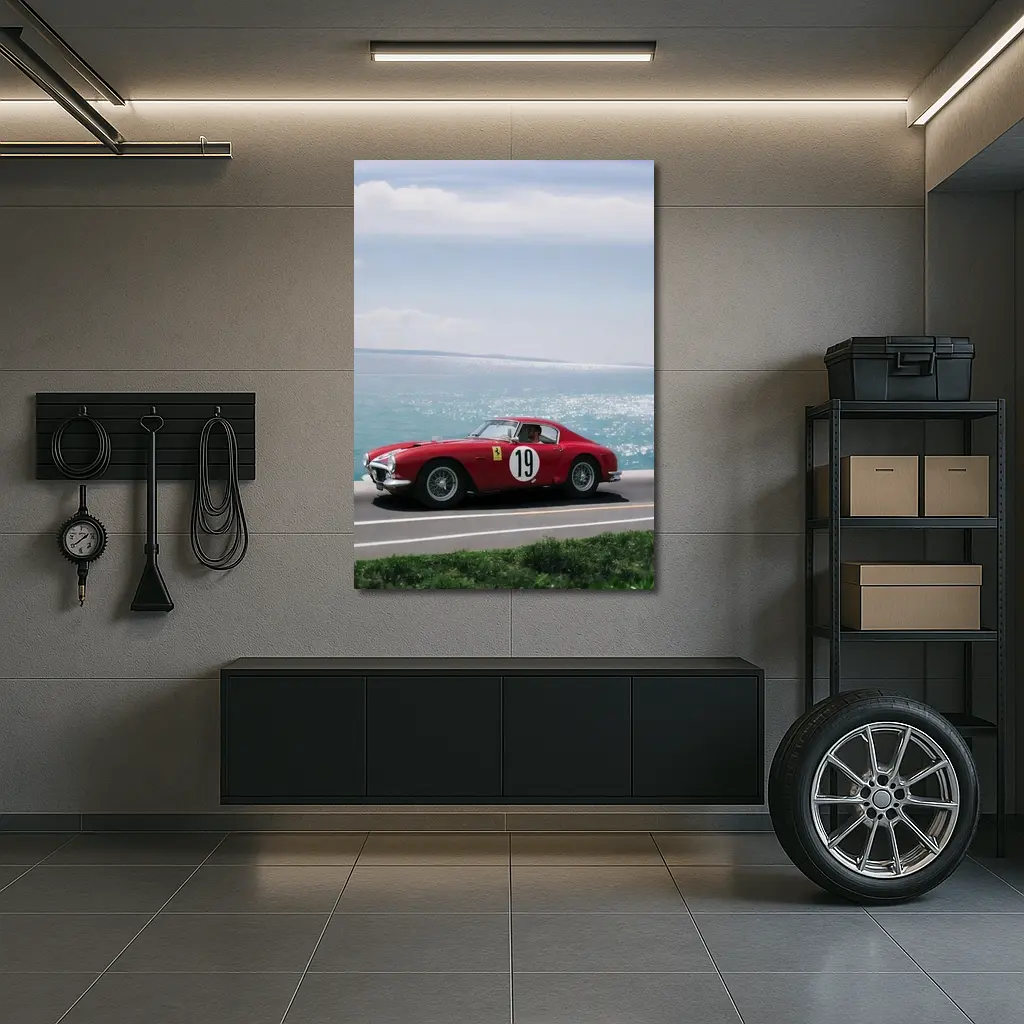 Ferrari Classic Race Car Coastal Road Drive – Wall Art