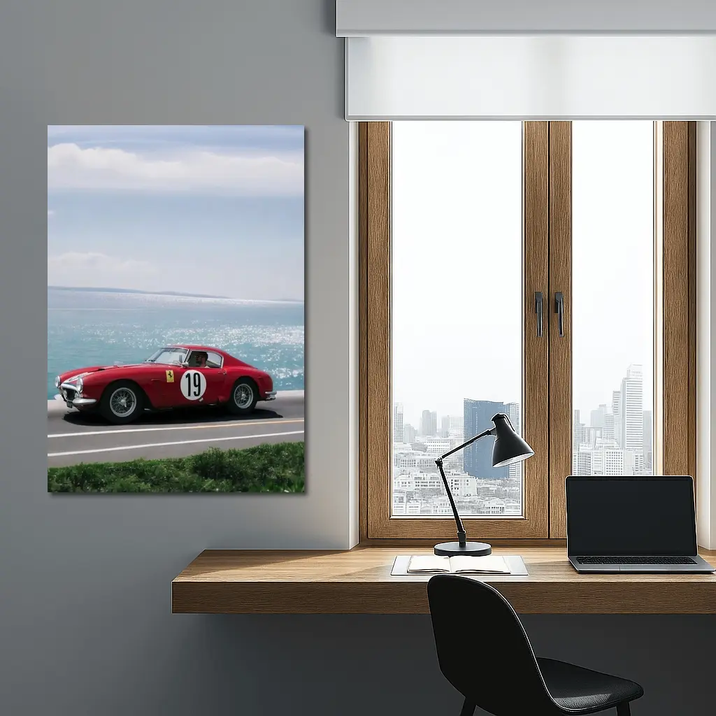 Ferrari Classic Race Car Coastal Road Drive – Wall Art