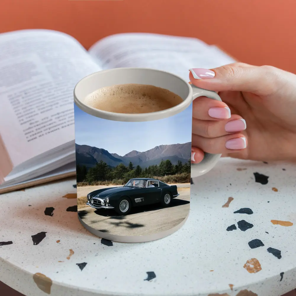 Ferrari Classic Dark Green Car Mountain Road – Mugs