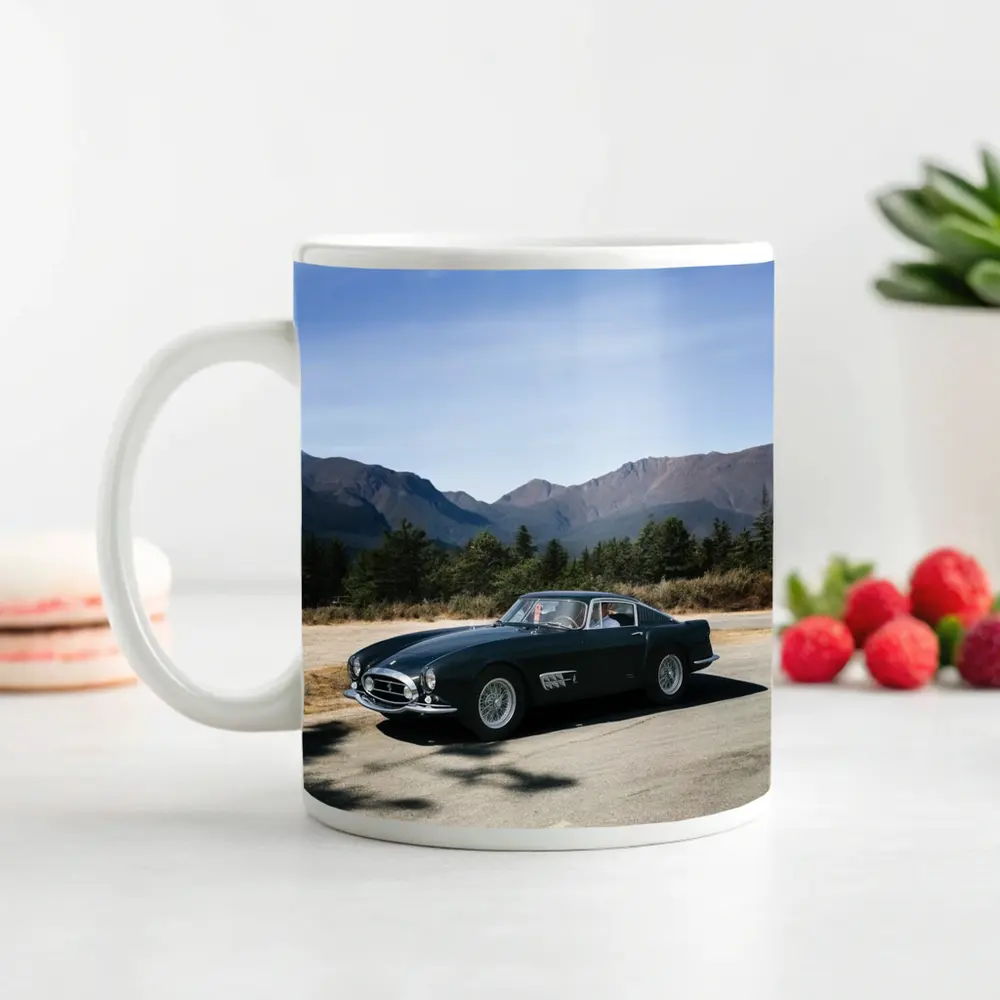 Ferrari Classic Dark Green Car Mountain Road – Mugs