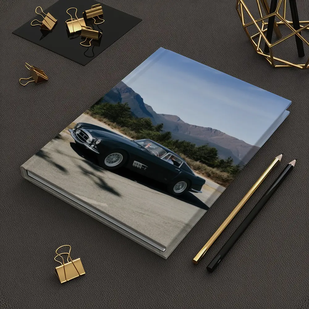 Ferrari Classic Dark Green Car Mountain Road – Notebooks
