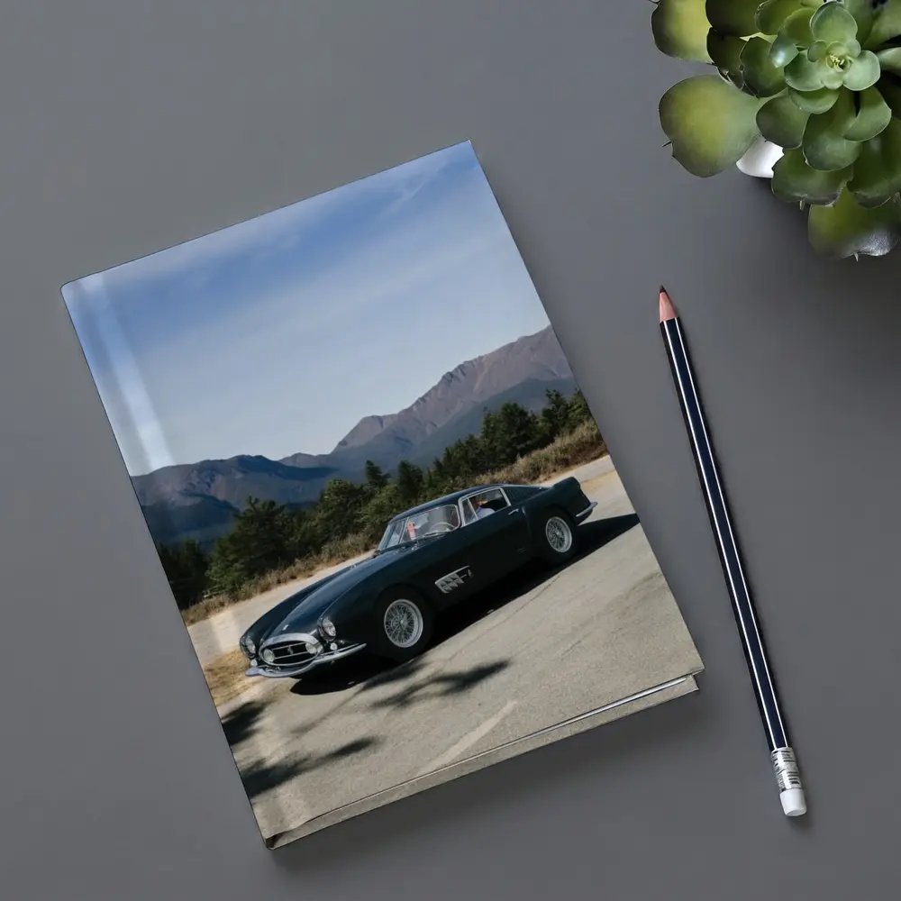 Ferrari Classic Dark Green Car Mountain Road – Notebooks