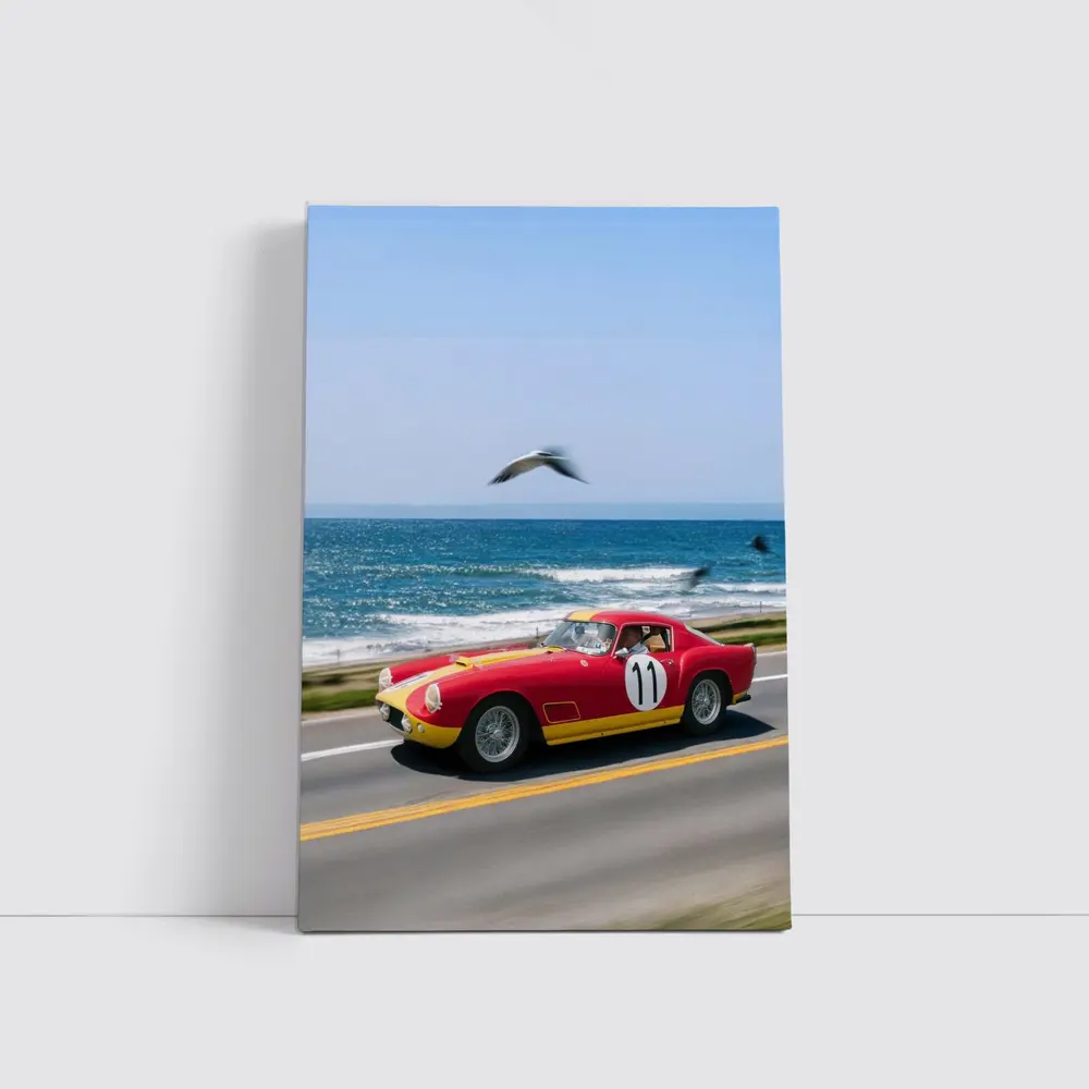 Ferrari Racing Car Coastal Road Ocean Drive – Wall Art