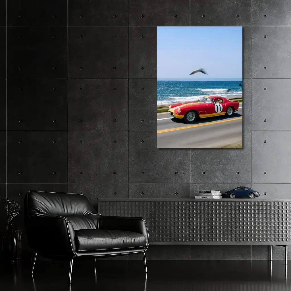 Ferrari Racing Car Coastal Road Ocean Drive – Wall Art