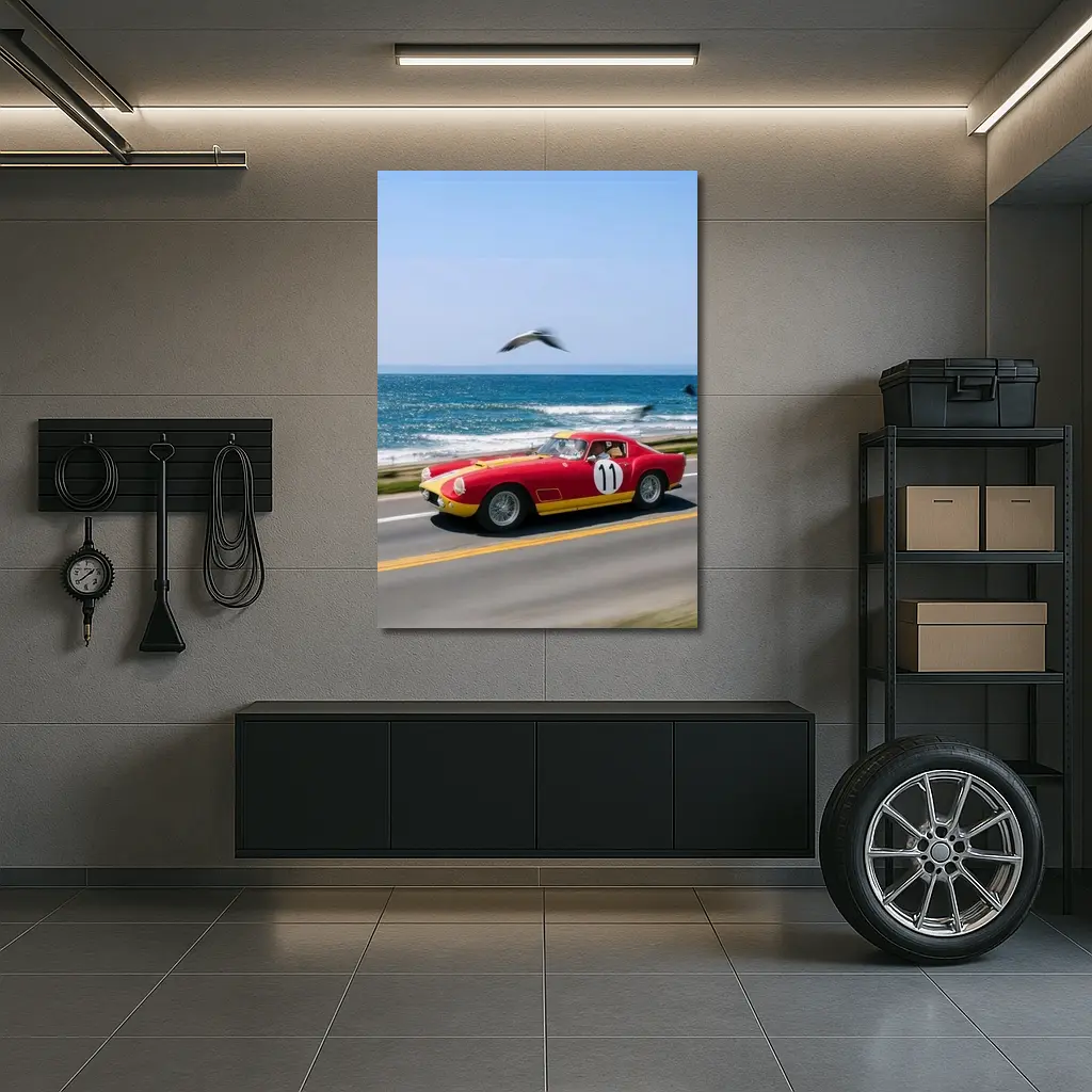 Ferrari Racing Car Coastal Road Ocean Drive – Wall Art