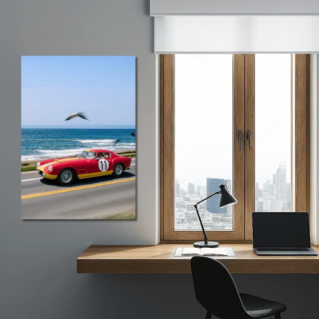Ferrari Racing Car Coastal Road Ocean Drive – Wall Art