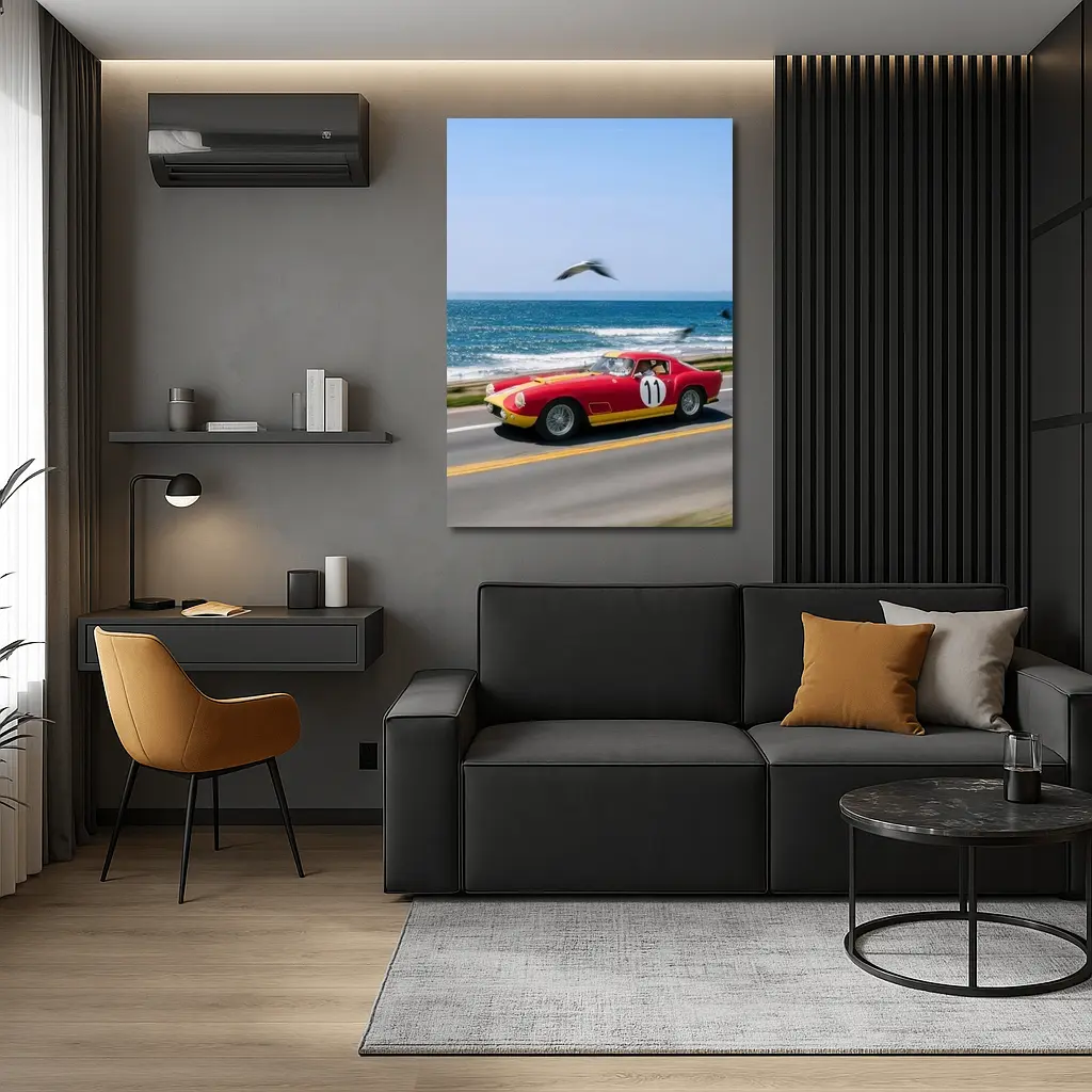 Ferrari Racing Car Coastal Road Ocean Drive – Wall Art