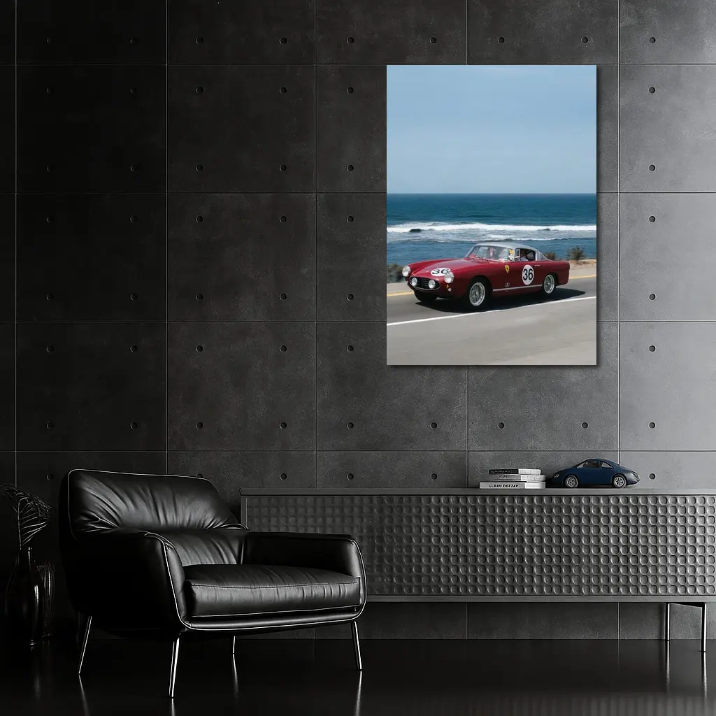 Ferrari Classic Race Car Coastal Road Drive – Wall Art