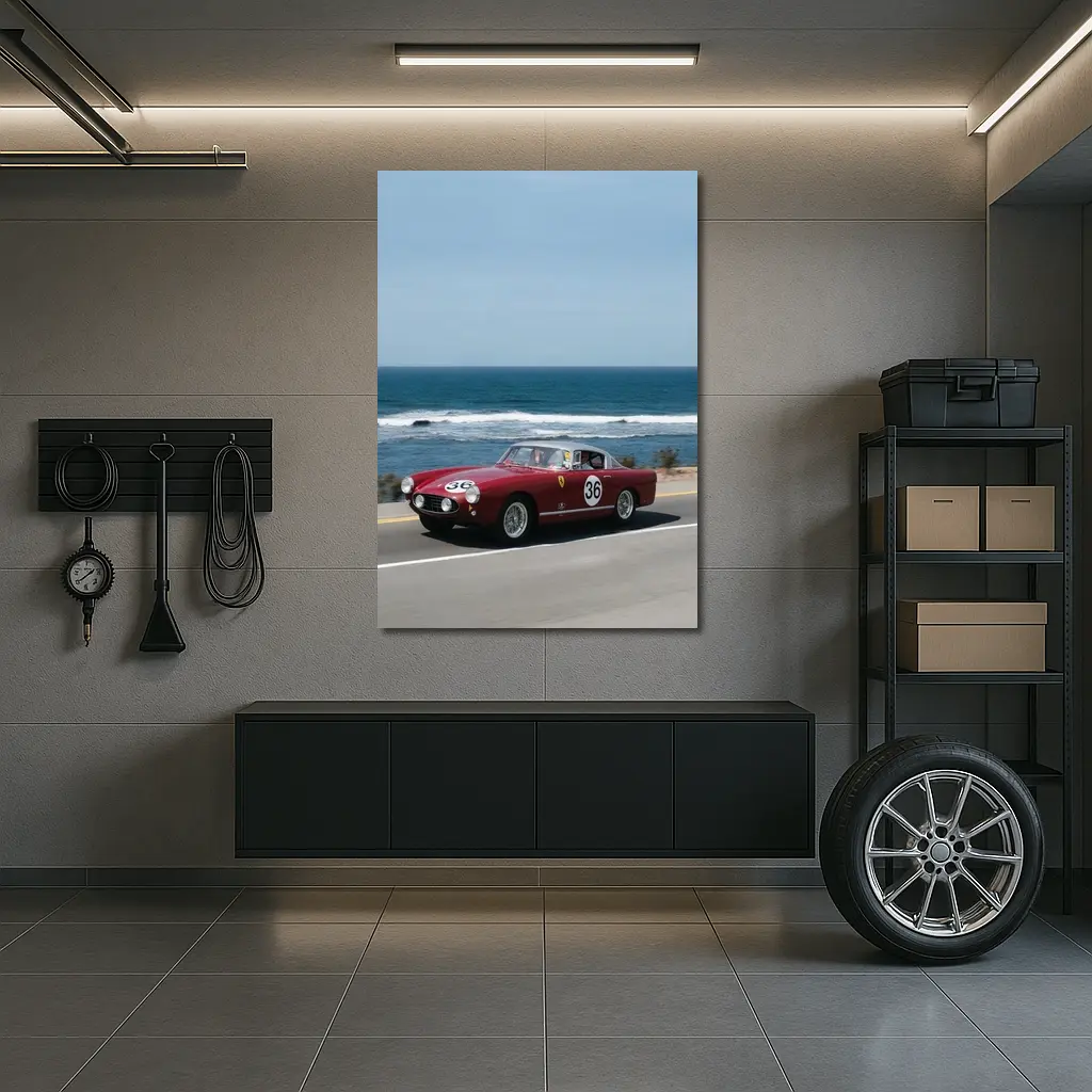 Ferrari Classic Race Car Coastal Road Drive – Wall Art