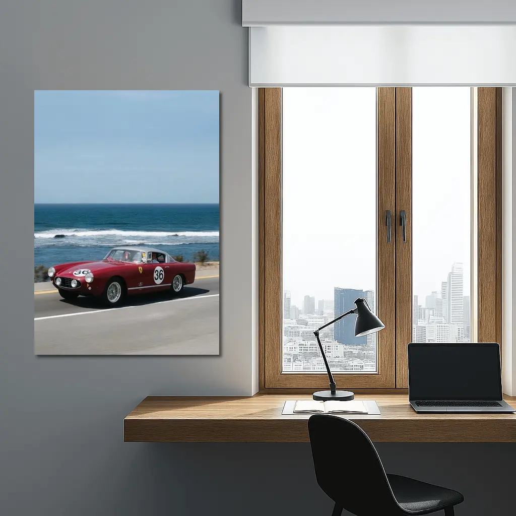 Ferrari Classic Race Car Coastal Road Drive – Wall Art