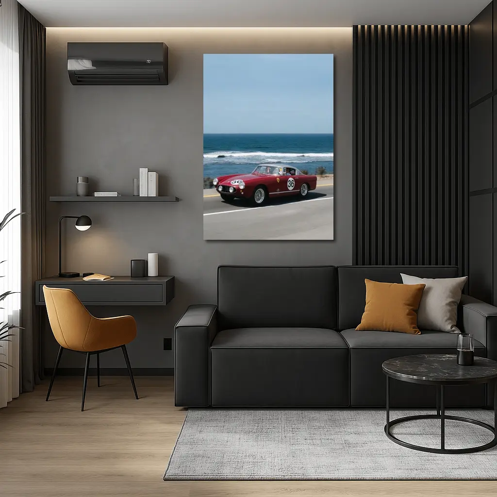 Ferrari Classic Race Car Coastal Road Drive – Wall Art