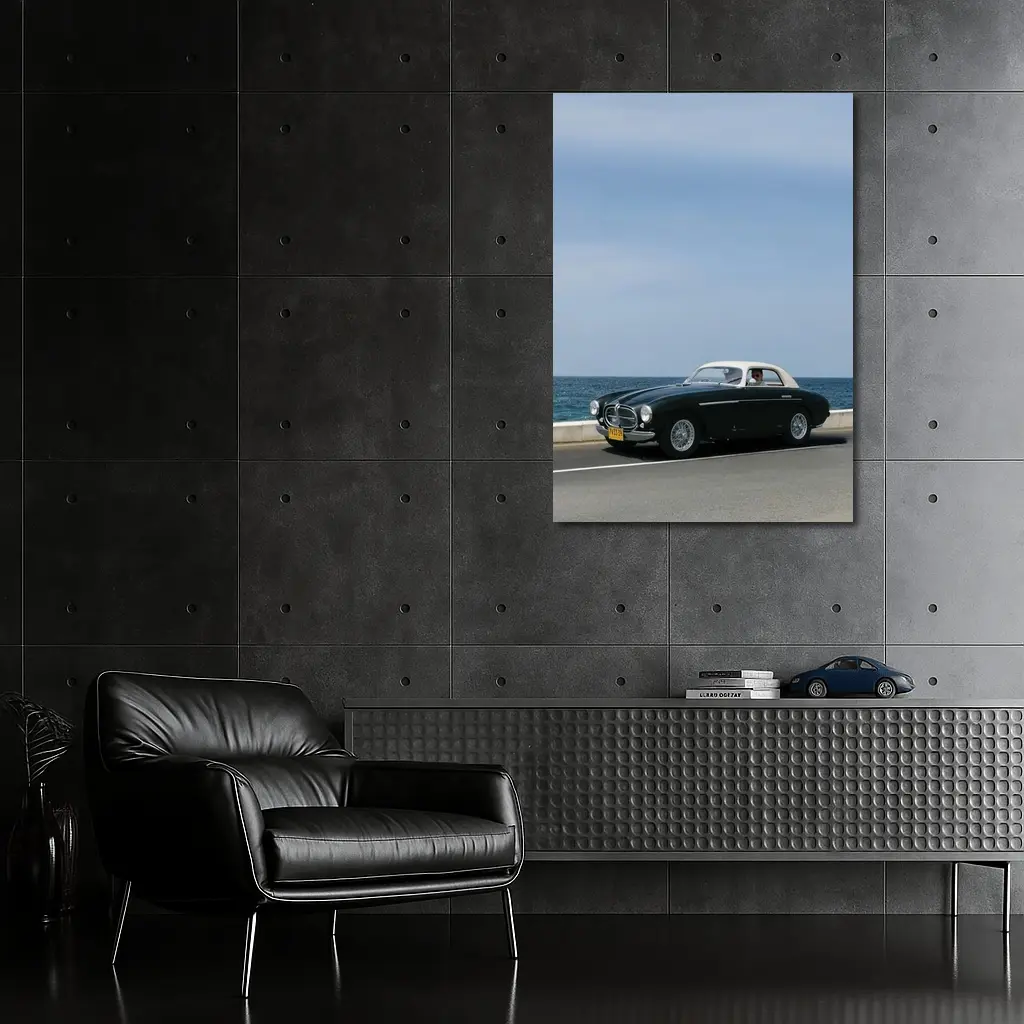 Classic Ferrari Coupe Driving Along Coastal Road – Wall Art