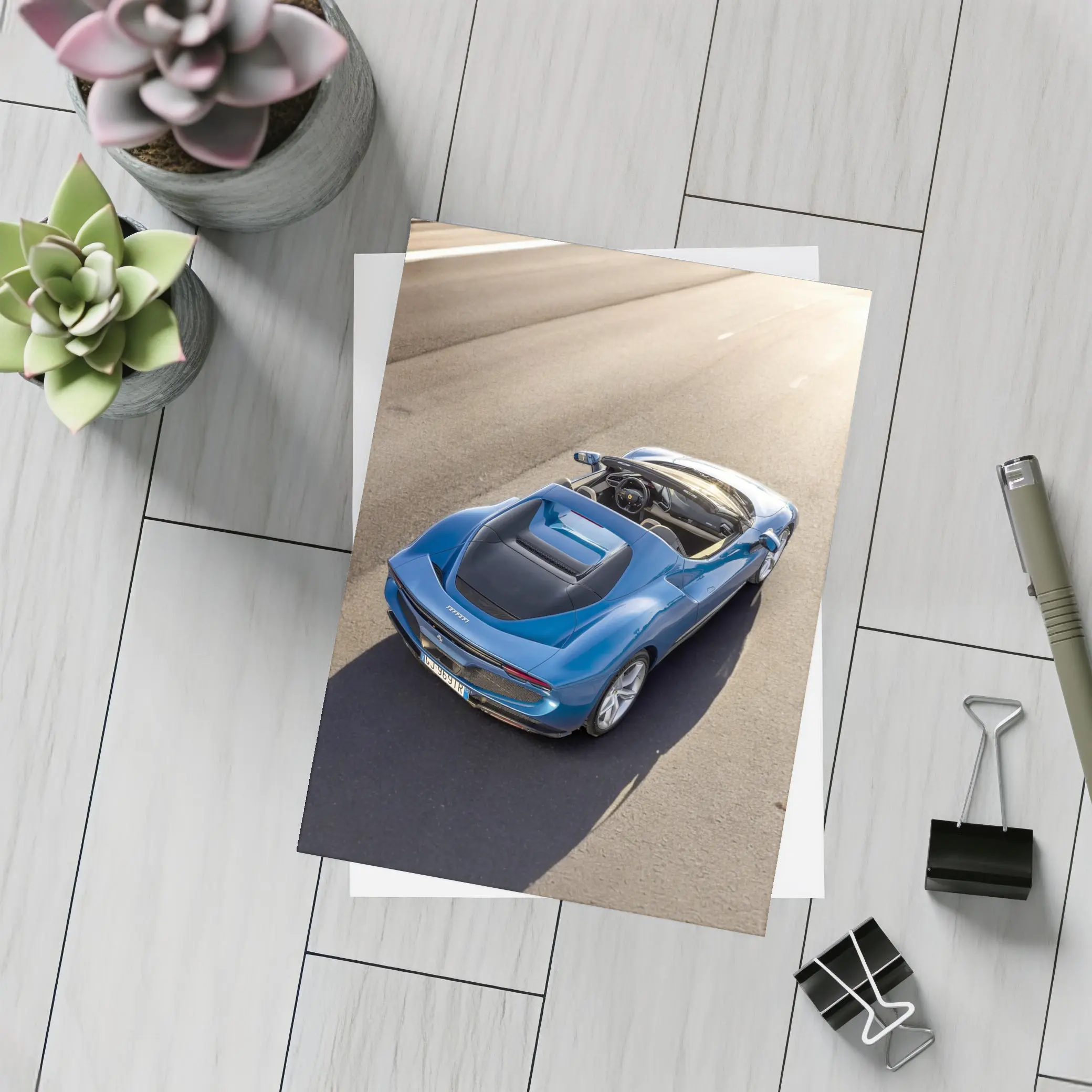 Ferrari Daytona SP3 Blue Open Road – Postcards