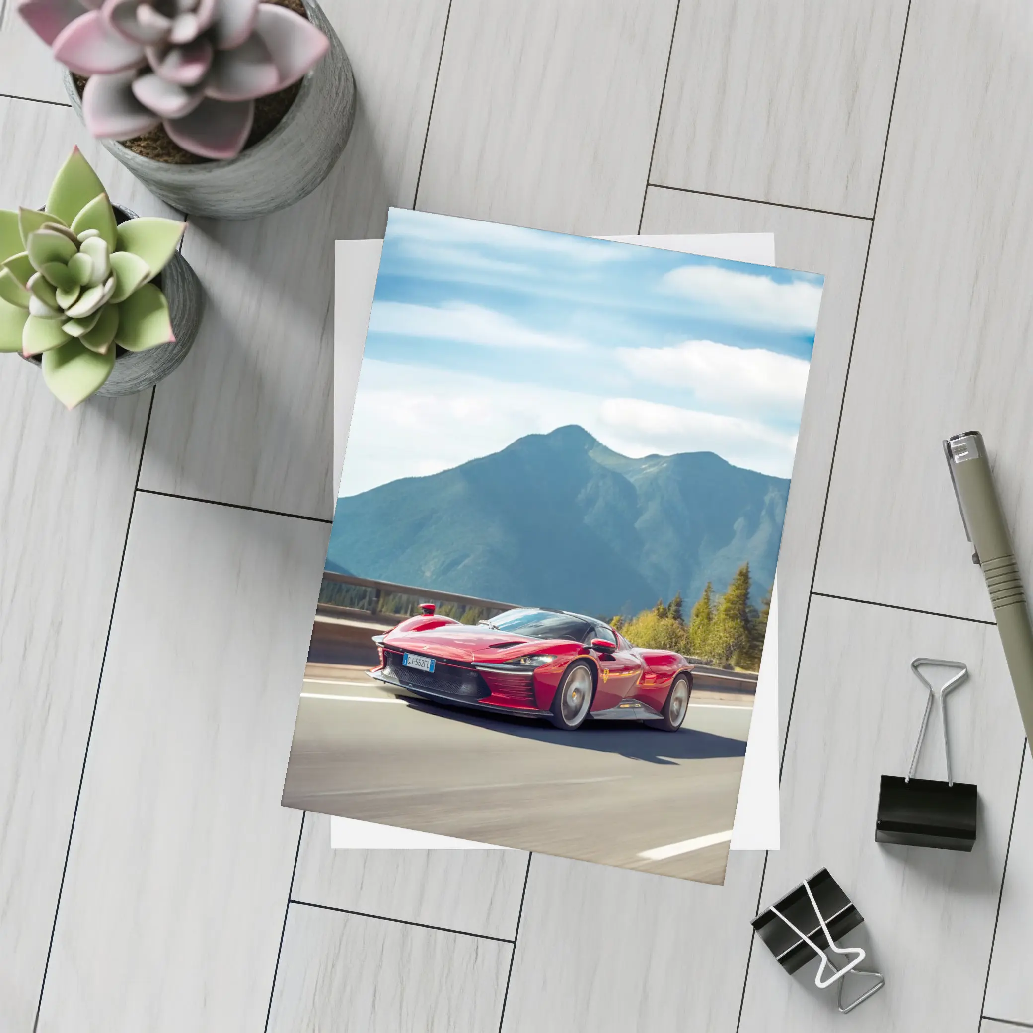 Ferrari Daytona SP3 Red Mountain Road – Postcards