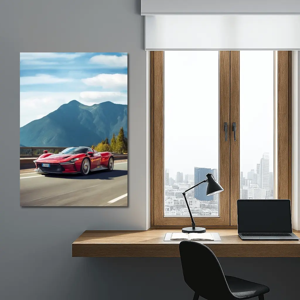 Ferrari Daytona SP3 Red Mountain Road – Wall Art