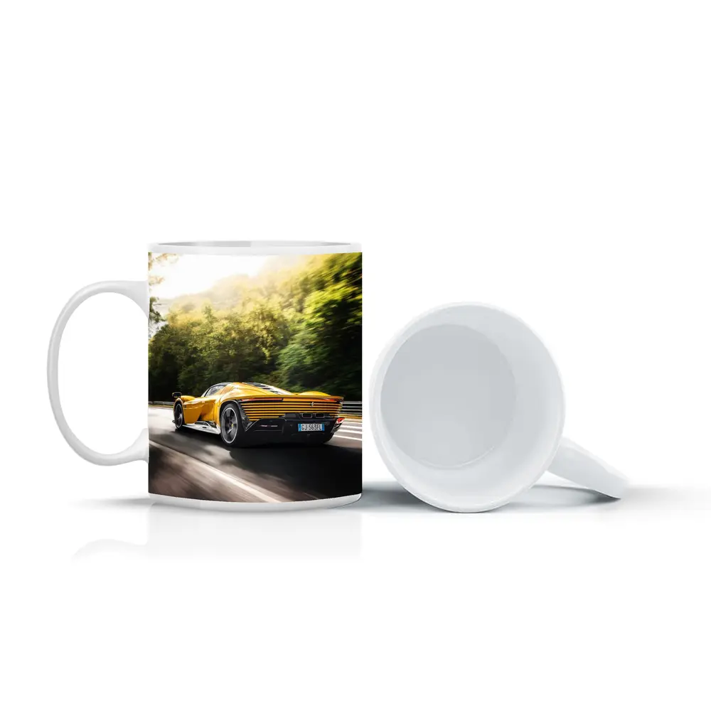 Ferrari Daytona SP3 Yellow On Road – Mugs