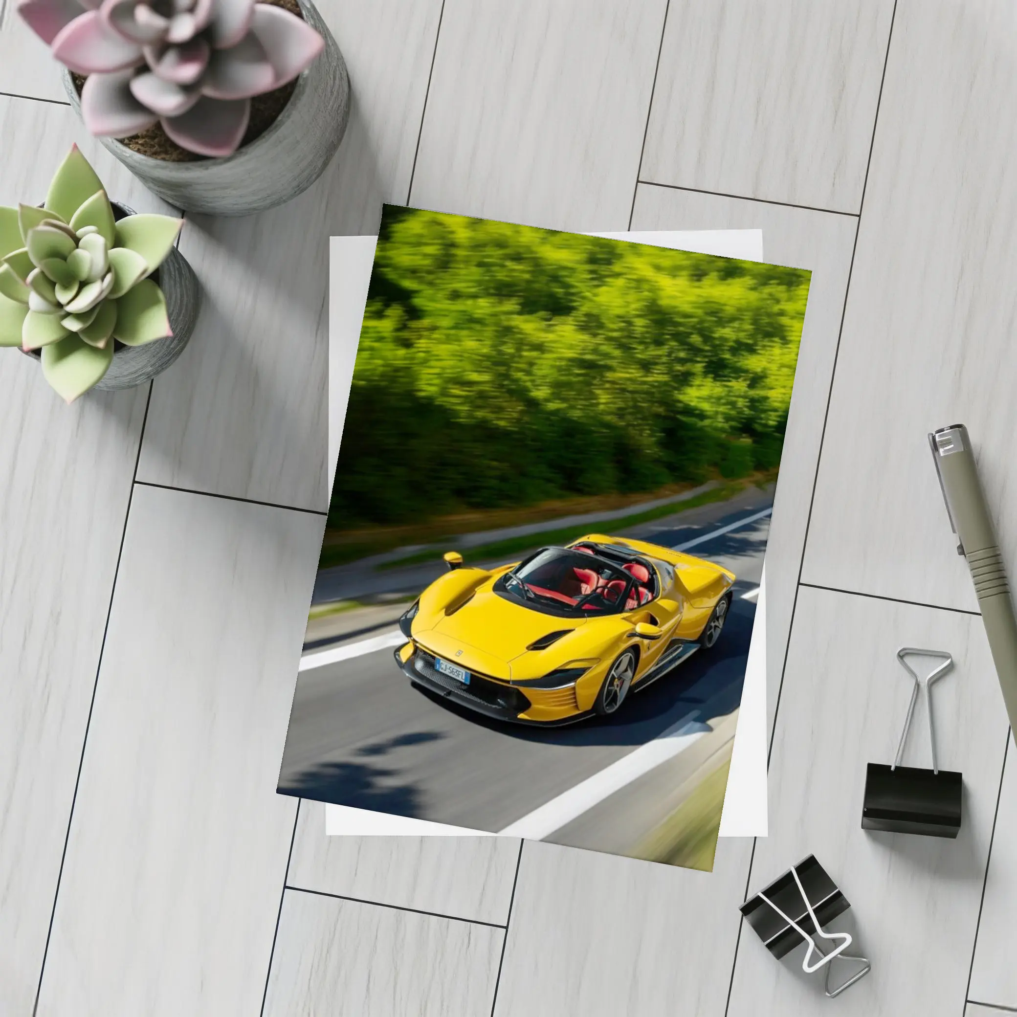 Ferrari Daytona SP3 Yellow Road Drive – Postcards