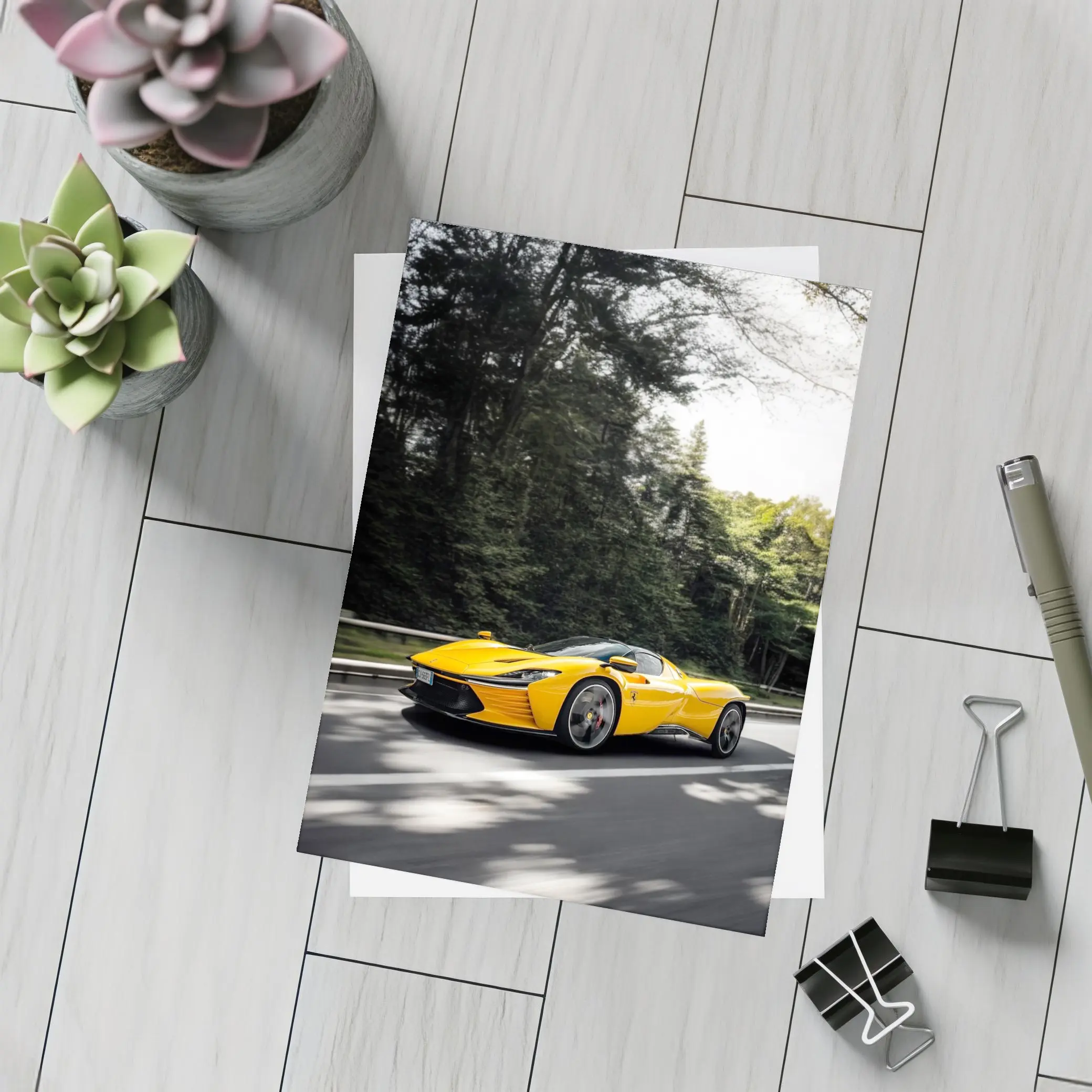 Ferrari Daytona SP3 Yellow Road Drive – Postcards