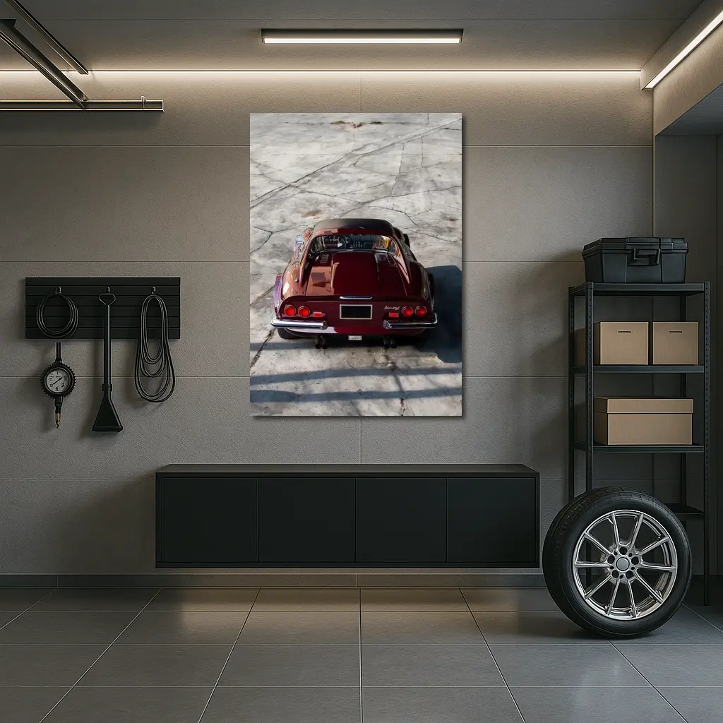 Ferrari Dino 246 GT Concrete Lot Rear – Wall Art