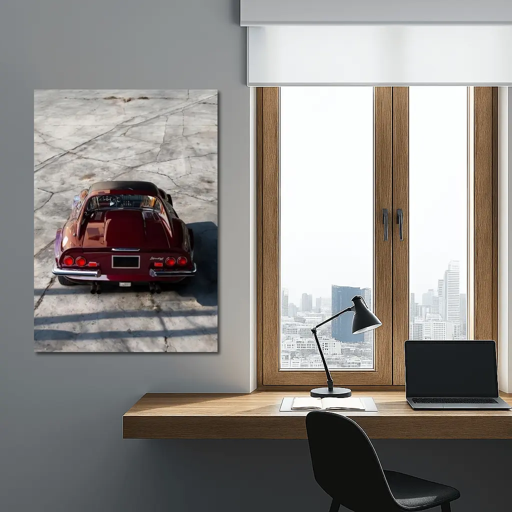 Ferrari Dino 246 GT Concrete Lot Rear – Wall Art