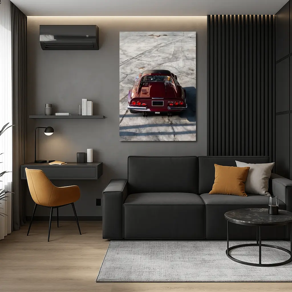 Ferrari Dino 246 GT Concrete Lot Rear – Wall Art