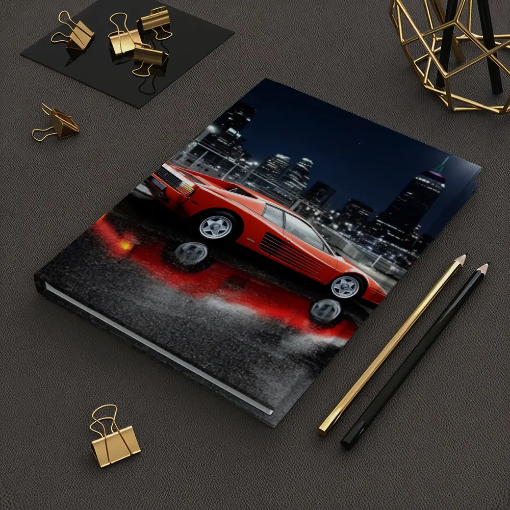 Ferrari Testarossa Red Wet Night City – Notebooks