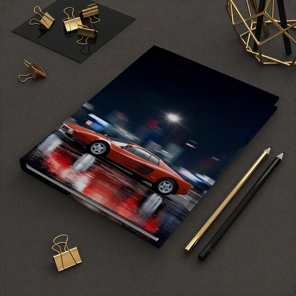 Ferrari Testarossa Red Wet City Night – Notebooks