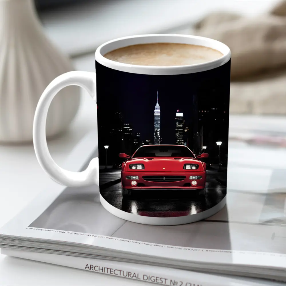 Ferrari F512 M Red Night City Street – Mugs
