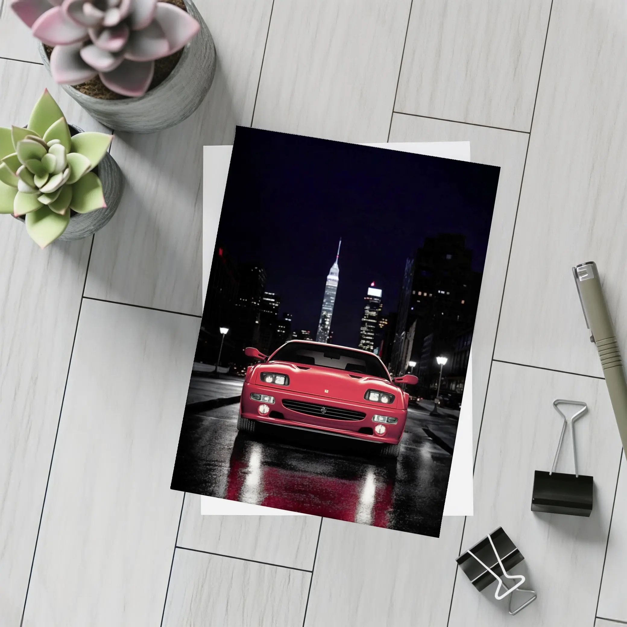 Ferrari F512 M Red Night City Street – Postcards