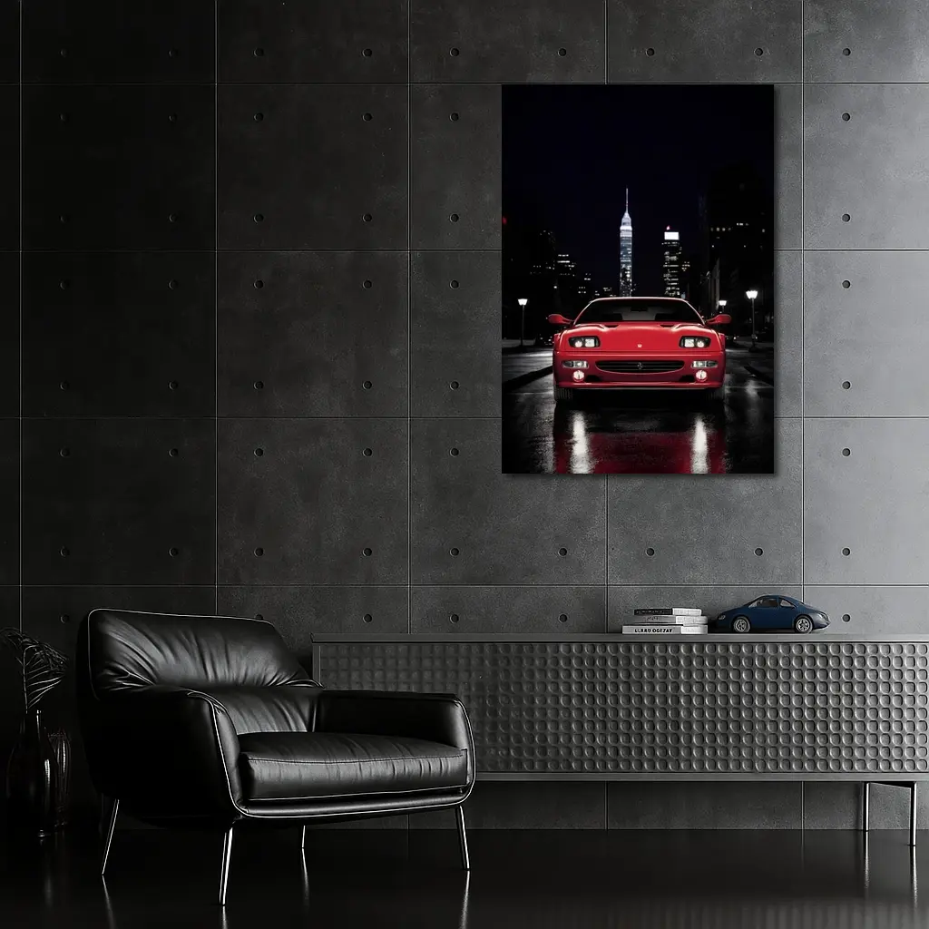 Ferrari F512 M Red Night City Street – Wall Art