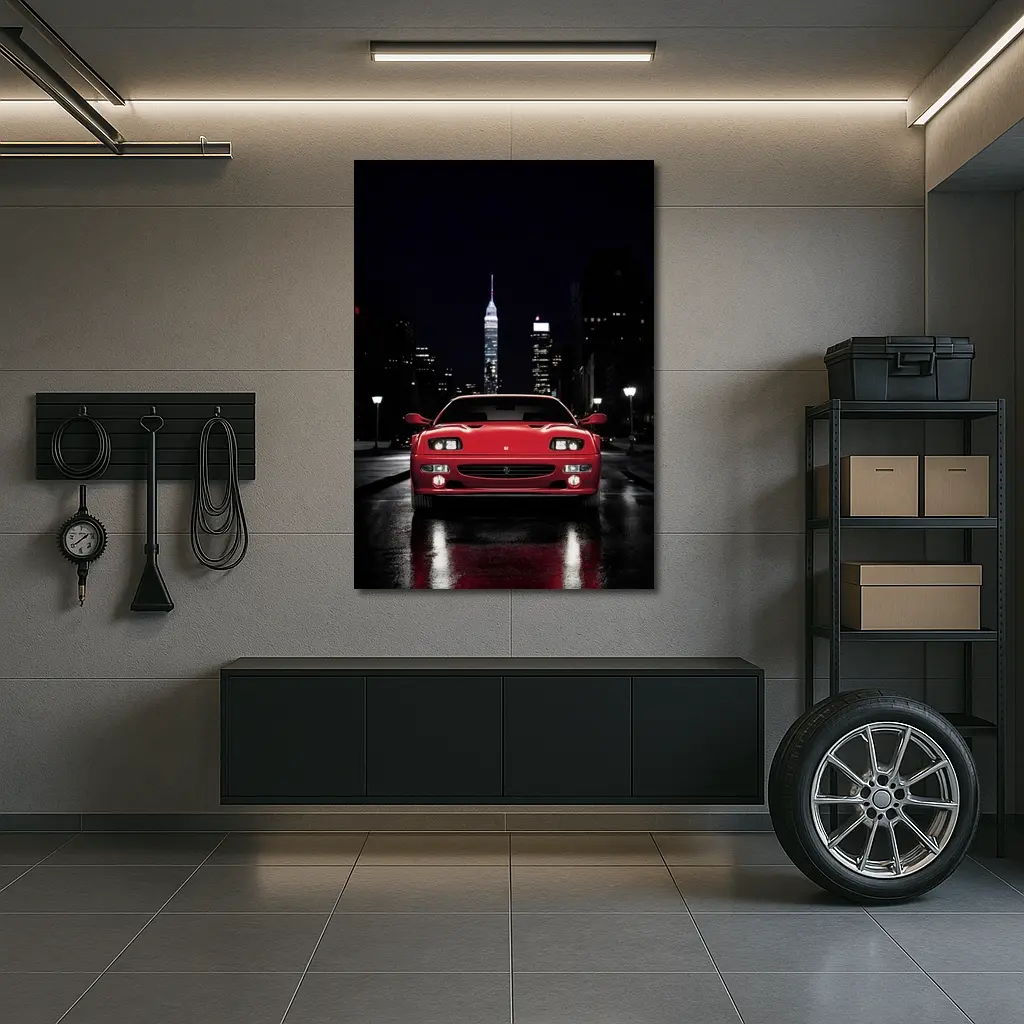 Ferrari F512 M Red Night City Street – Wall Art