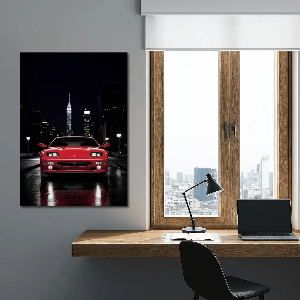 Ferrari F512 M Red Night City Street – Wall Art