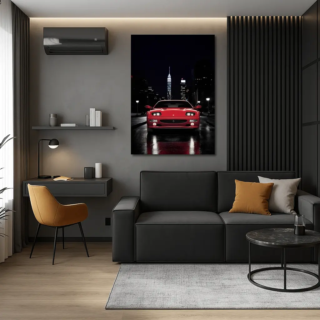 Ferrari F512 M Red Night City Street – Wall Art