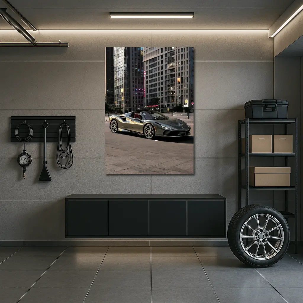 Ferrari F8 Spider City Night Skyline – Wall Art