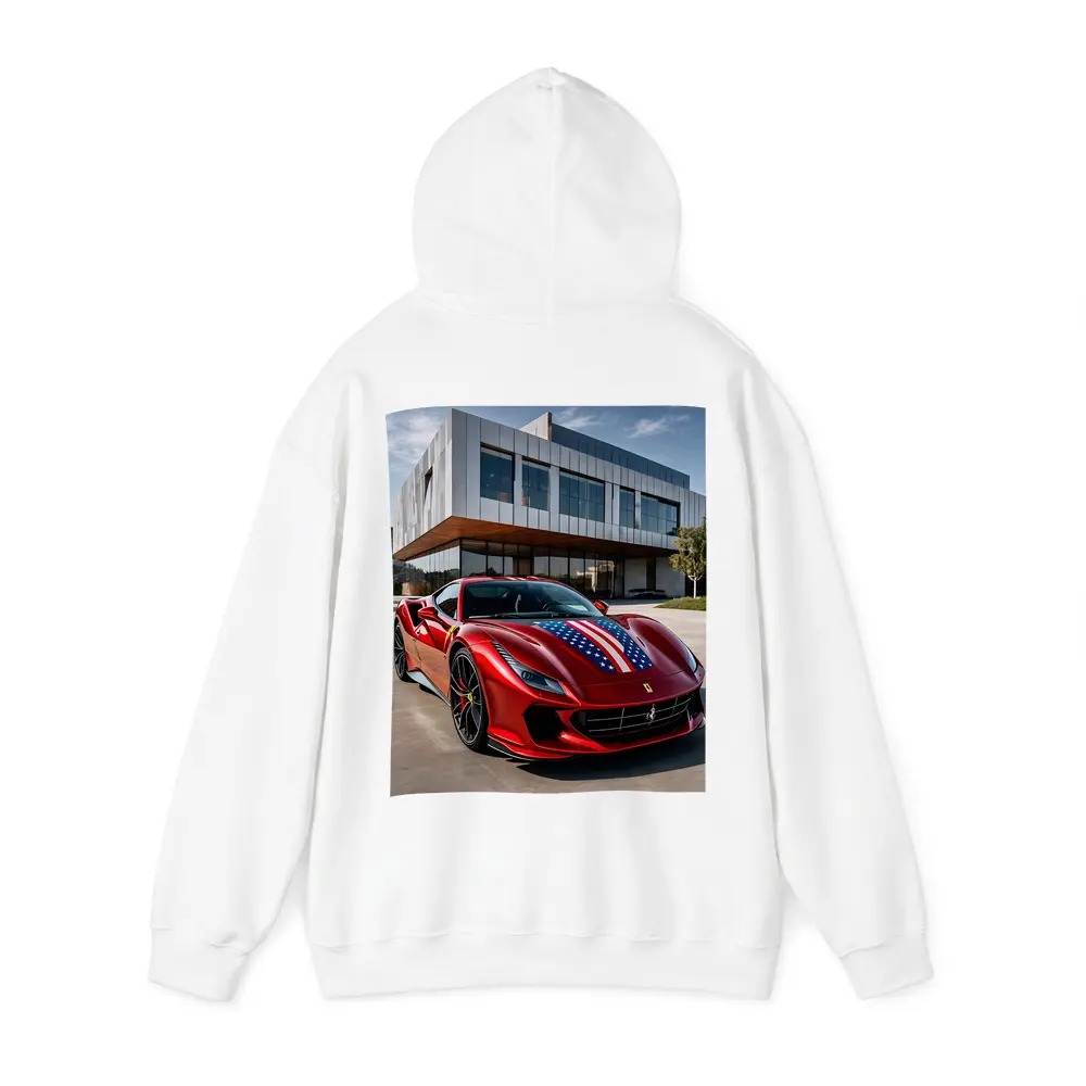 Ferrari F8 Tributo American Flag Modern Building – Hoodies