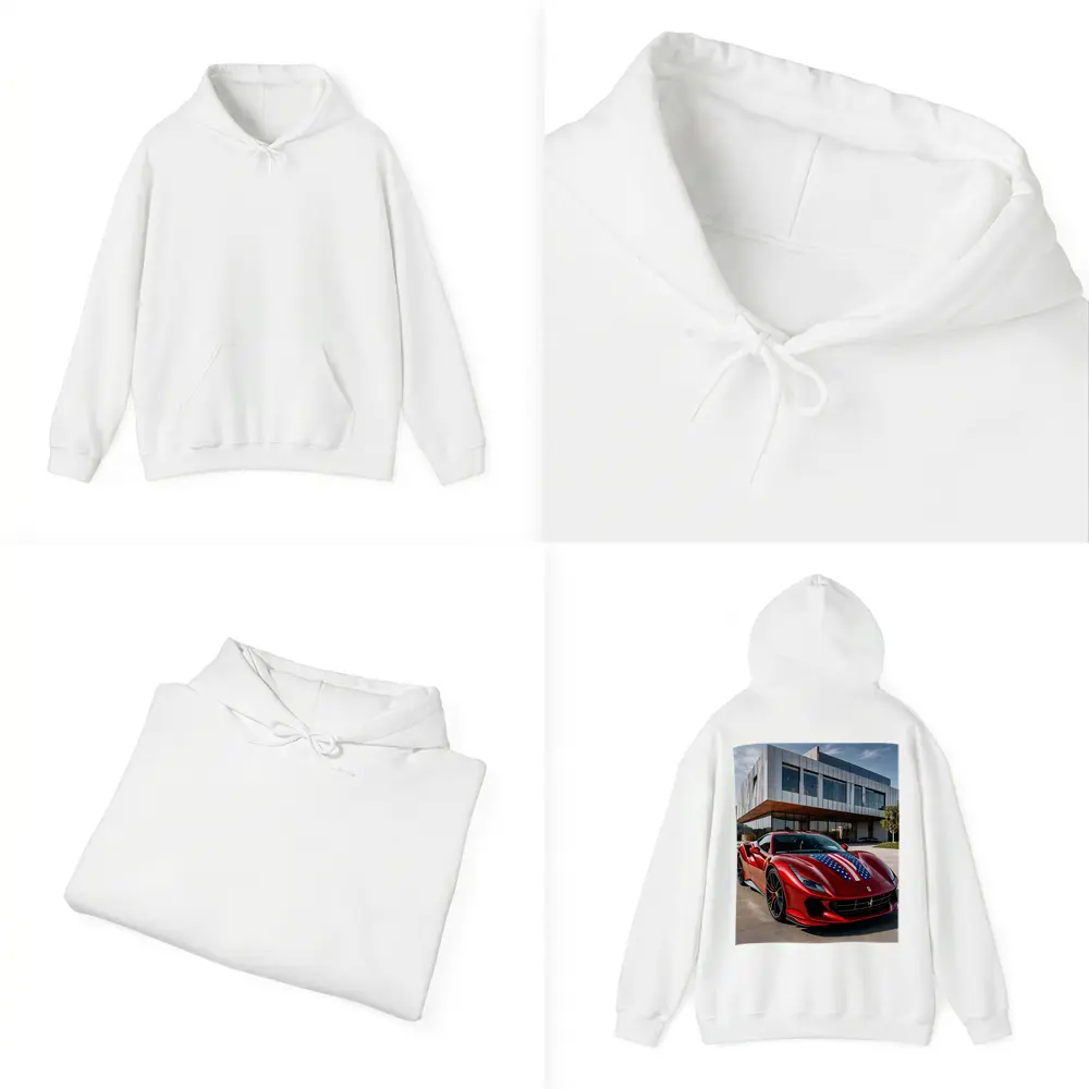 Ferrari F8 Tributo American Flag Modern Building – Hoodies