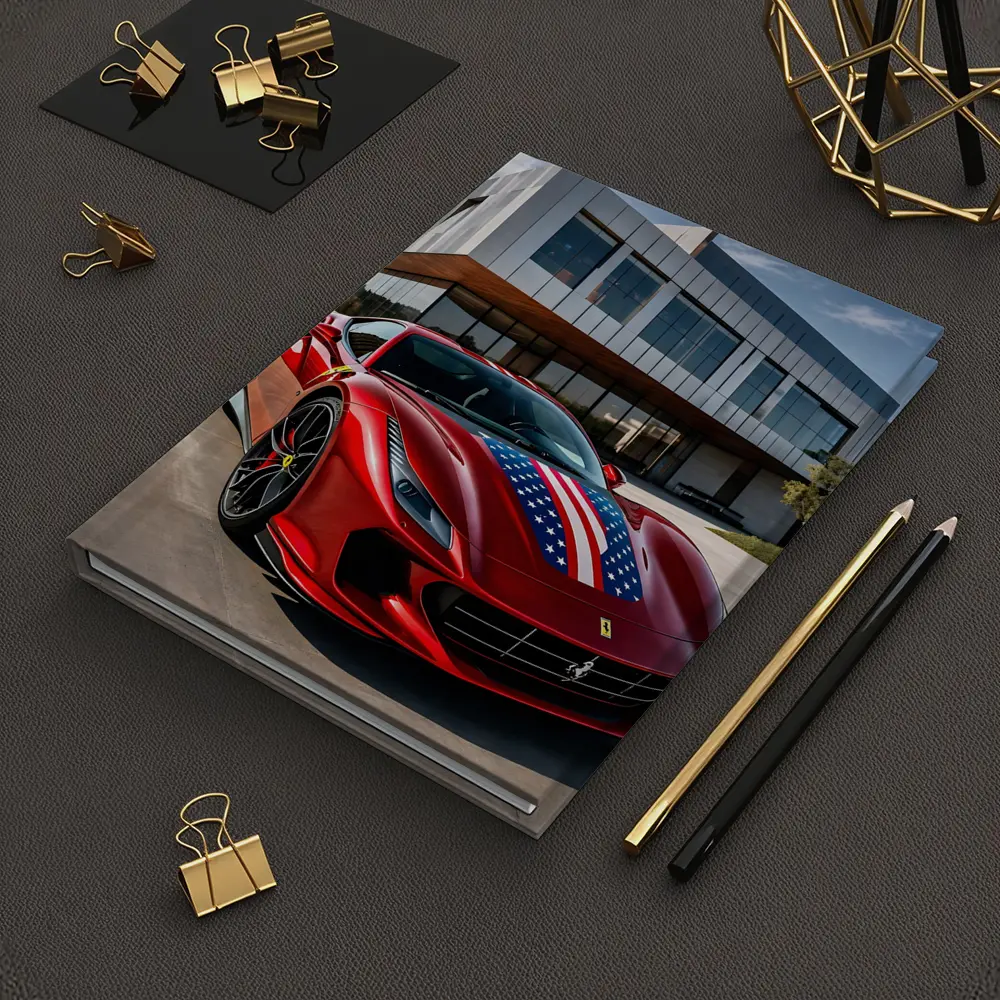 Ferrari F8 Tributo American Flag Modern Building – Notebooks